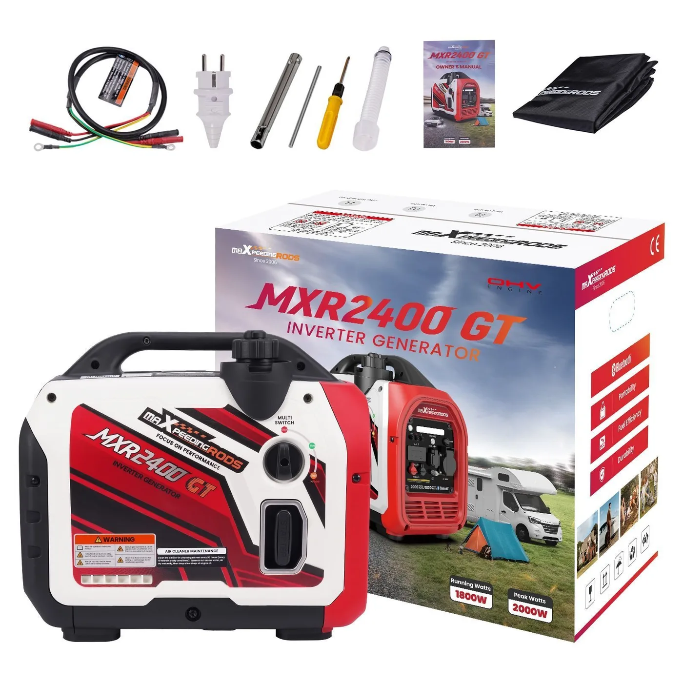 Генератор інверторний MaXpeedingRods MXR2400GT, 1.8 кВт, бензин, ручний стартер — фото 4