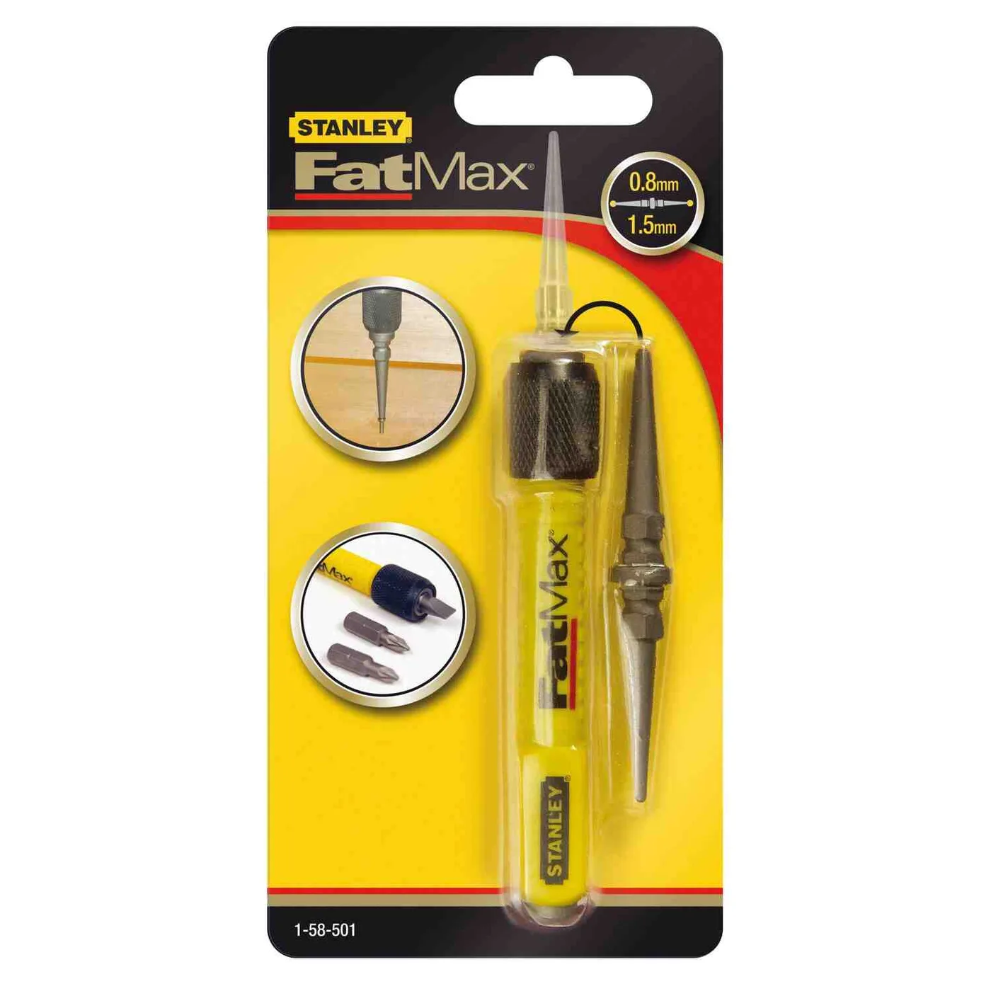 Пробоєць FatMax® Interchangeable Nail Set з переставним наконечником 0,8 мм+1,6 мм, завдовжки 76 мм STANLEY 1-58-501 — фото 6