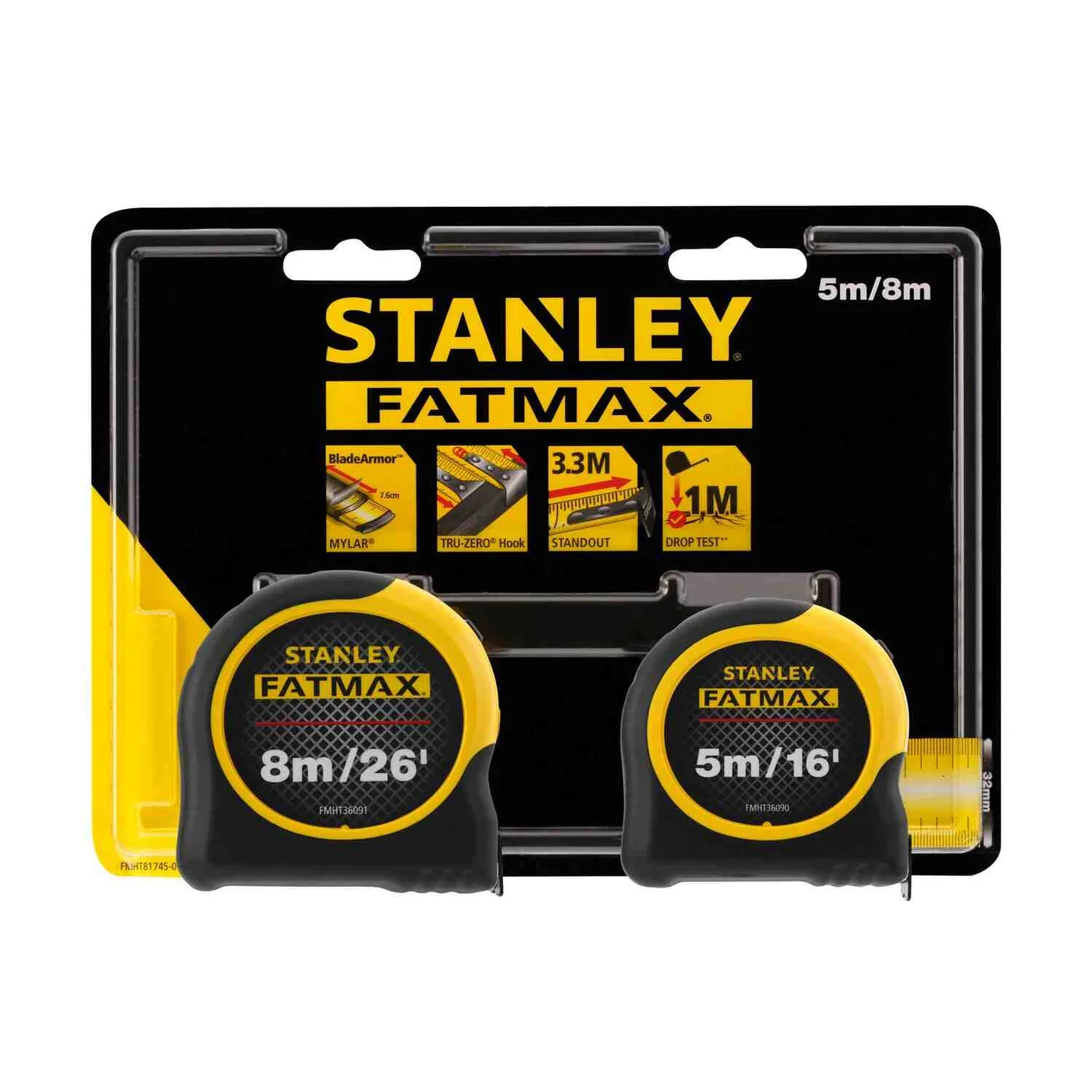 Рулетки вимірювальні FatMax®, 5м/16х25мм + 8/26х25, в хромованому корпусі STANLEY FMHT81745-0 — фото 5
