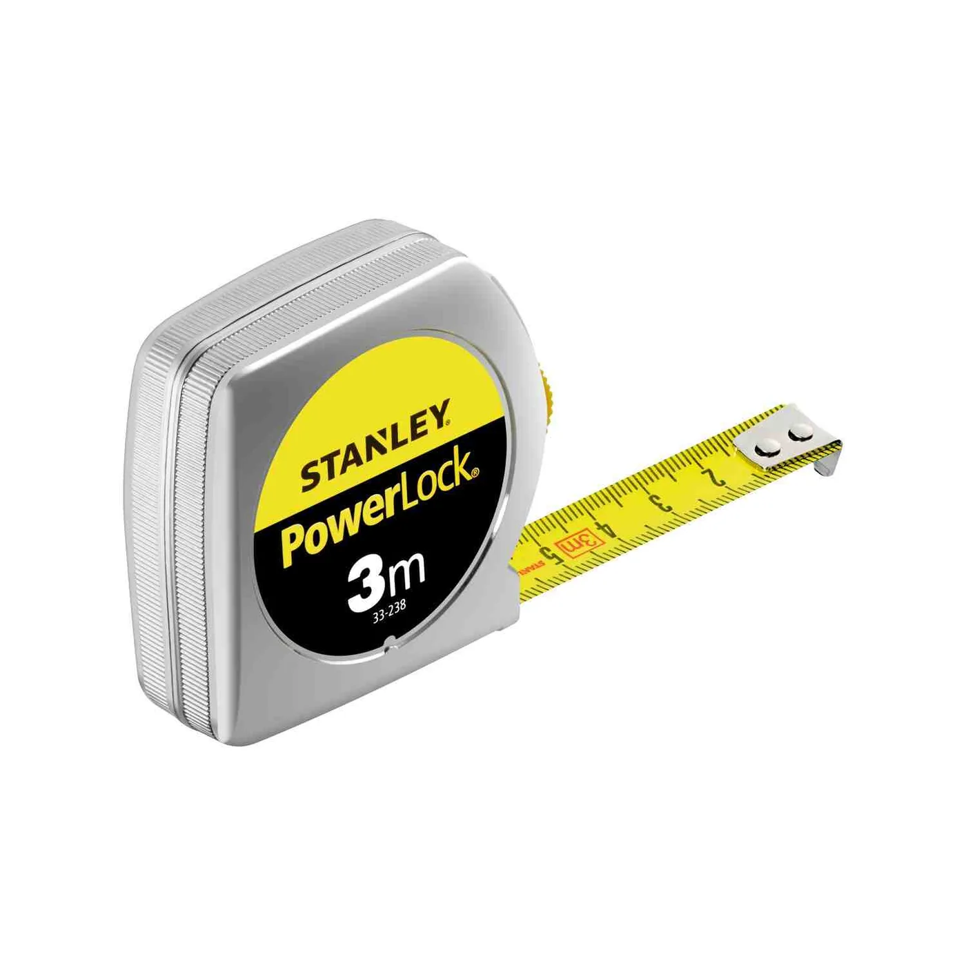 Рулетка вимірювальна Powerlock® довжиною 3 м, шириною 12,7 мм в хромованому пластмасовому корпусі STANLEY 0-33-238 — фото 3
