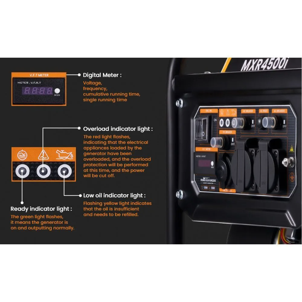 Генератор інверторний MaXpeedingRods MXR4500i, 3.2 кВт, бензин, ручний стартер — фото 3