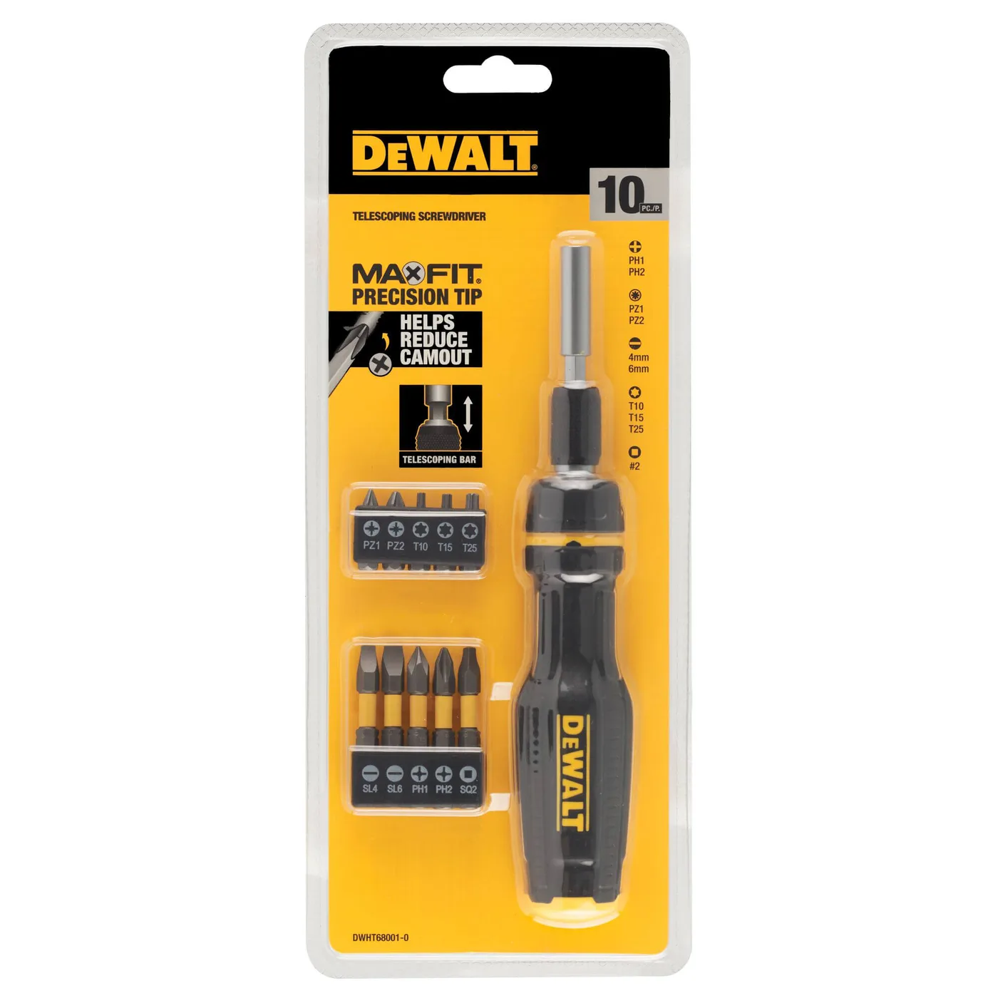 Викрутка - набір FULL FIT Telescoping, зі змінними бітами, 10 біт DeWALT DWHT68001-0 — фото 4