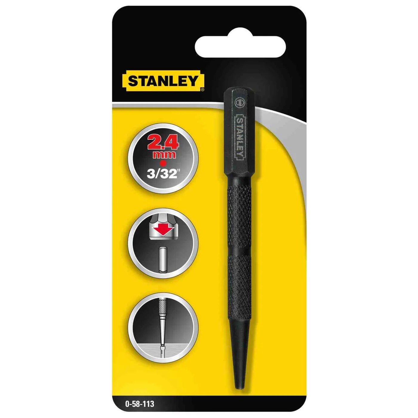Пробоєць Nail Set завдовжки 101 мм і діаметром робочої частини 2.4 мм STANLEY 0-58-113