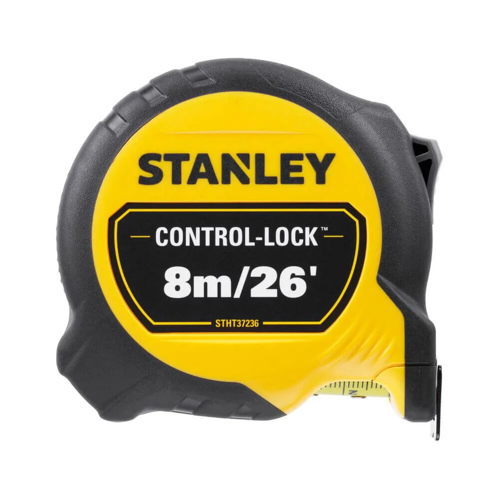 Рулетка вимірювальна CONTROL-LOCK довжиною 8 м/26, шириною 25 мм, в обгумованому корпусі, з подвійною шкалою STANLEY STHT37236-5