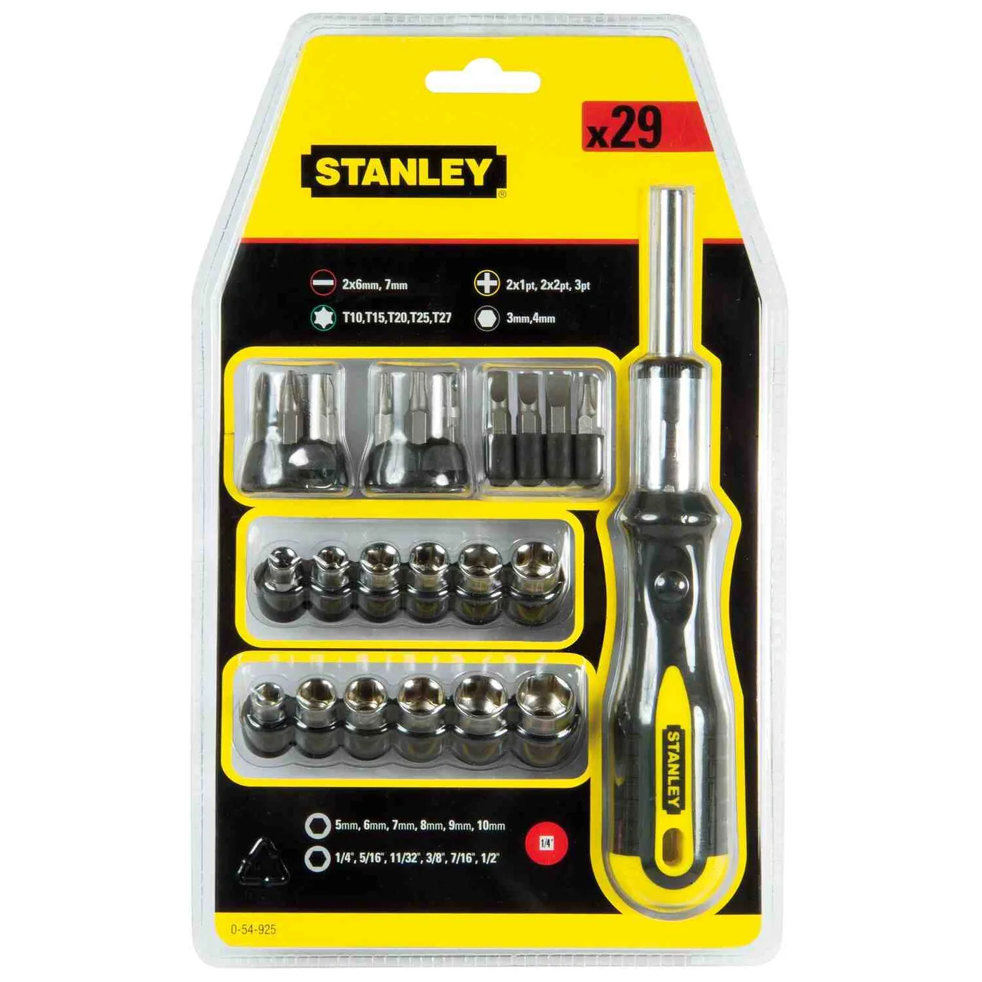 Викрутка - тримач біт з тріскачкою і двадцятьма дев’ятьма насадка STANLEY 0-54-925 — фото 3