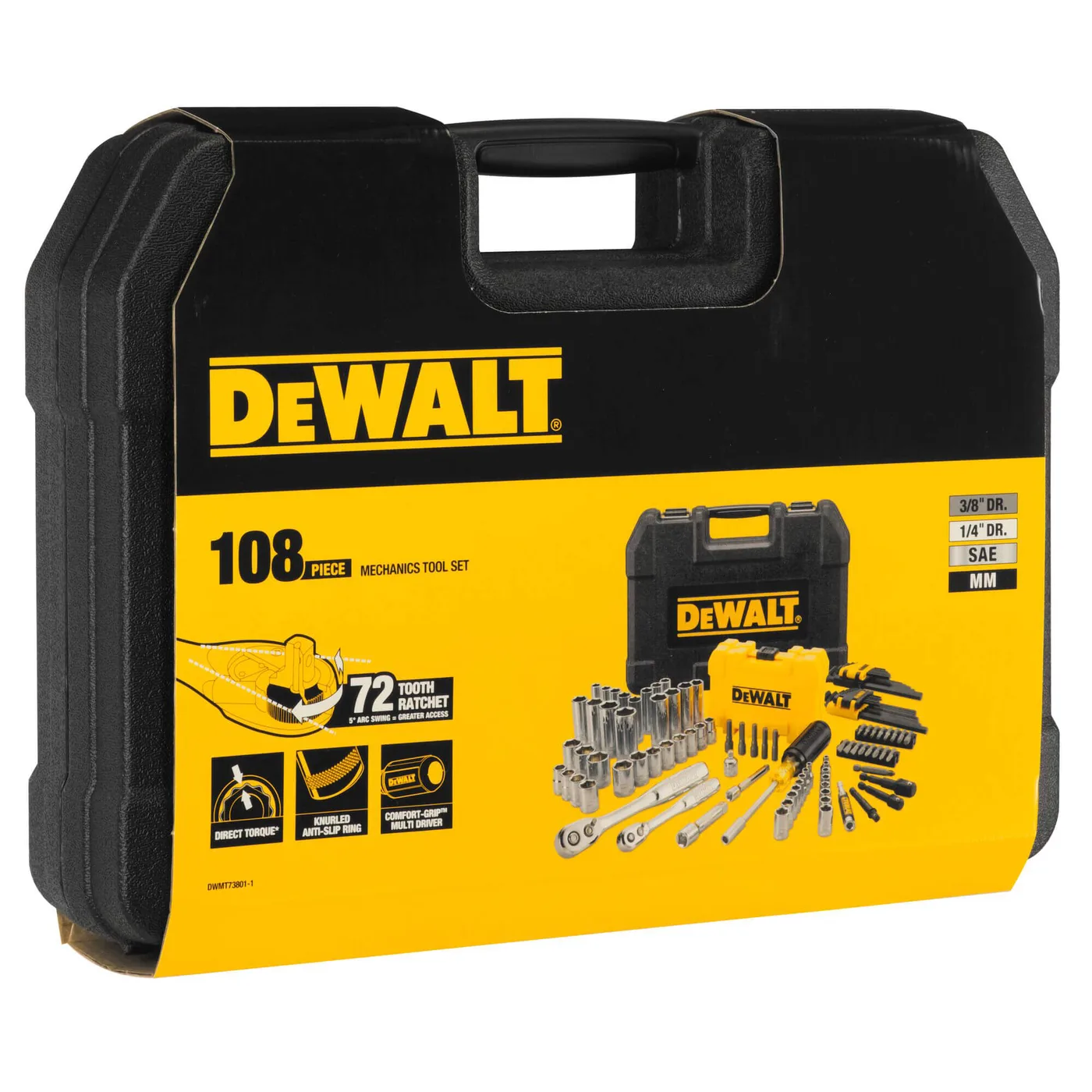 Набір головок, біт, ключів шестигранних 1/4 та 3/8, 108 предметів. DeWALT DWMT73801-1 — фото 4