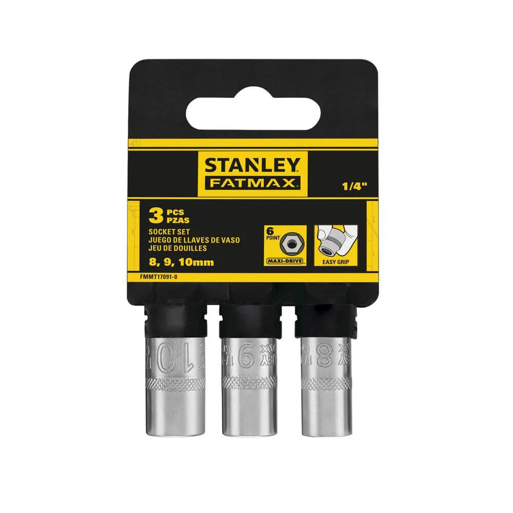 Набір торцевих головок 1/4 Maxi Drive, із шестигранним профілем, 3 шт: 8, 9, 10 мм STANLEY FMMT17091-0 — фото 2