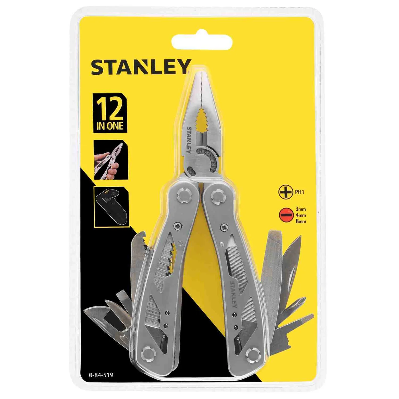 Універсальний інструмент MULTI-TOOL з дванадцятьма функціями в жорсткому чохлі для поясного носіння STANLEY 0-84-519 — фото 5